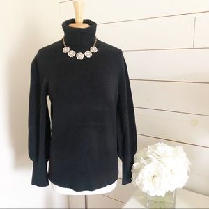 J.Crew Factory • Black Puff Sleeve Turtleneck